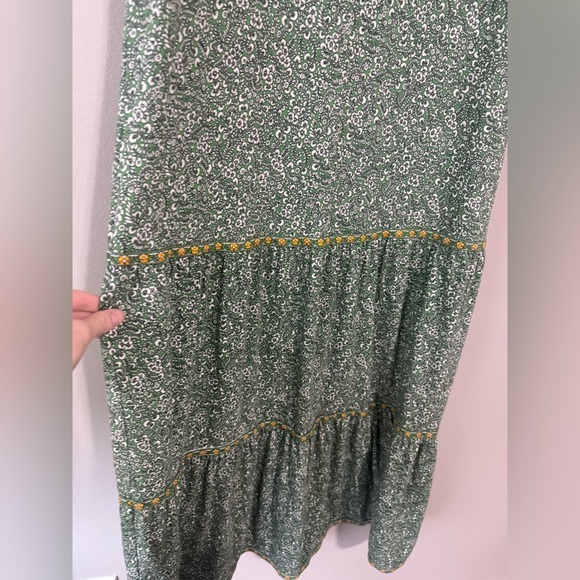 J. Jill Green ditzy Floral drop waist tiered Midi Dress medium - Picture 4 of 10